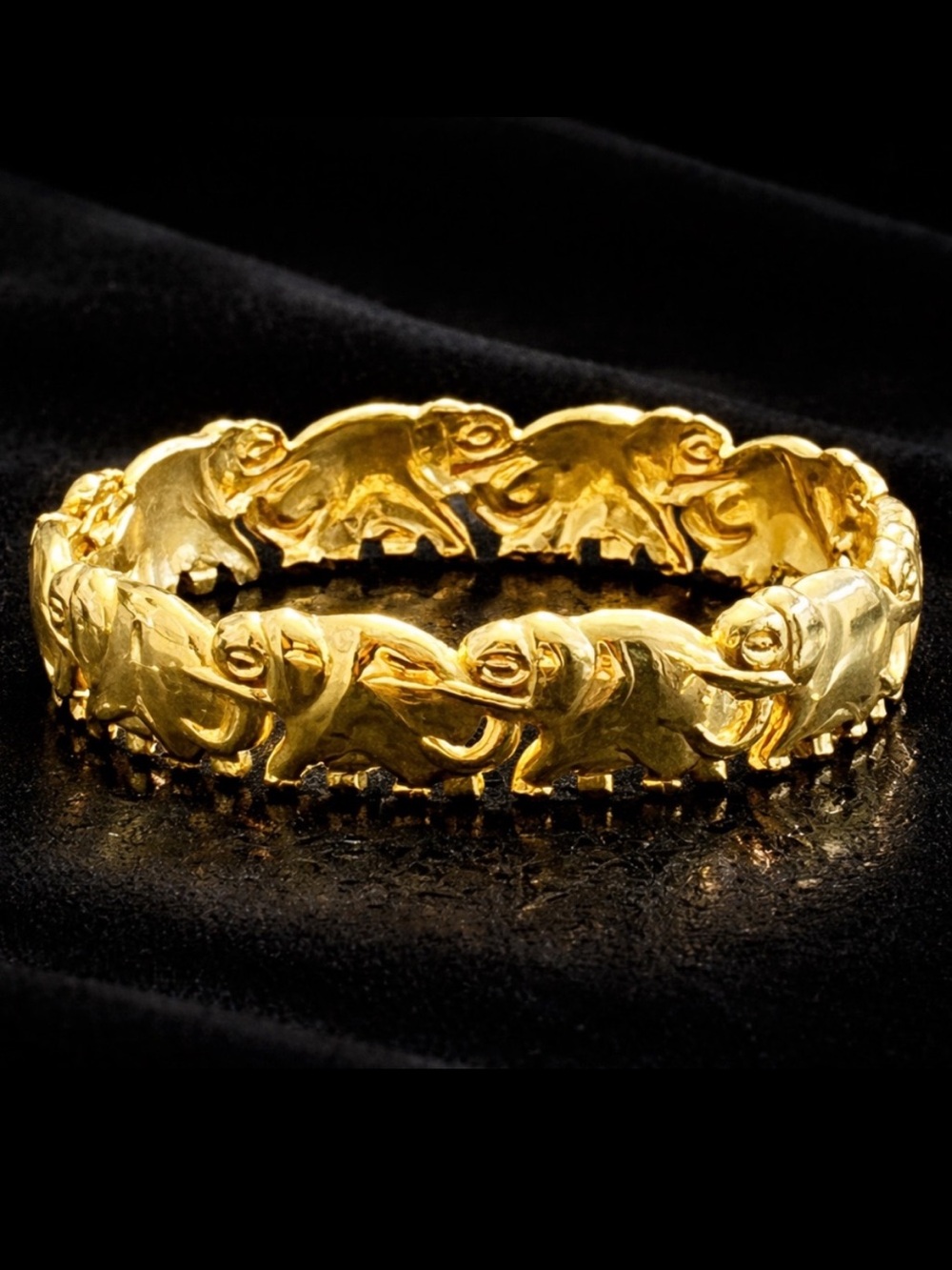 Shiny gold lucky elephant design bangle cuff statement, ladies, jewelry bracelet